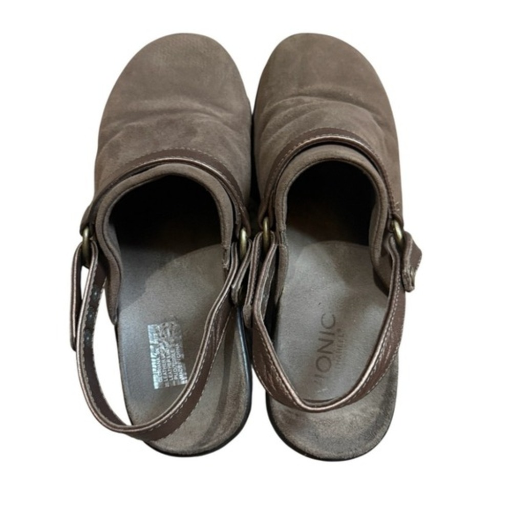 Vionic Taupe Suede Adelaide Orthopedic Comfort Wedge Clogs 8 Mininmalist Luxury - Picture 5 of 7